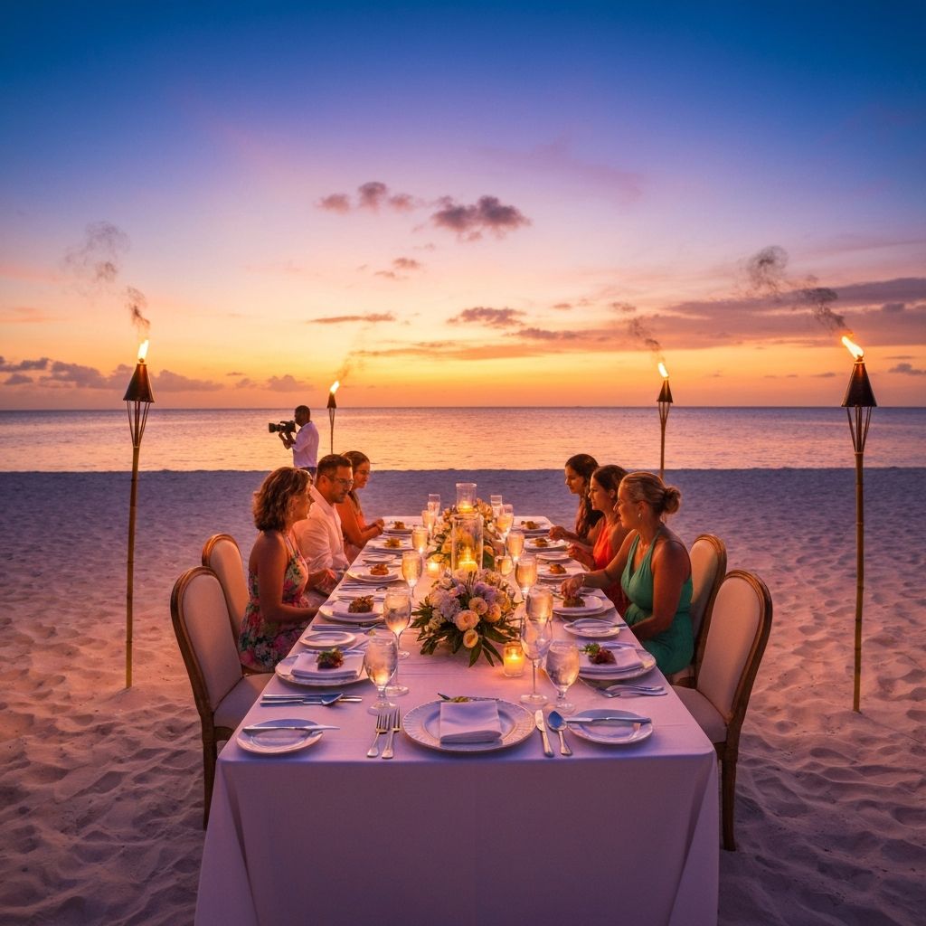 Sunset beach dinner